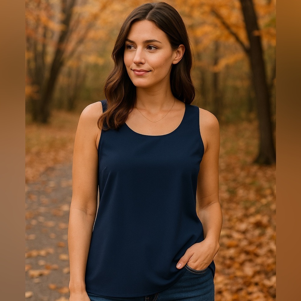 Kasper Navy Sleeveless Tank Top